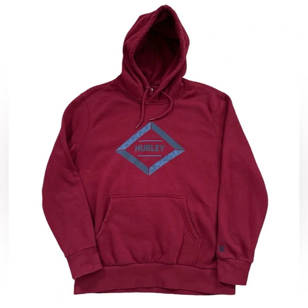 Hurley Men's Deep‎ Red Soft Graphic Hoodie Size Large